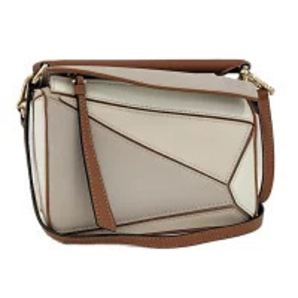 Loewe Shoulder Bag Puzzle Leather Gray Ivory White